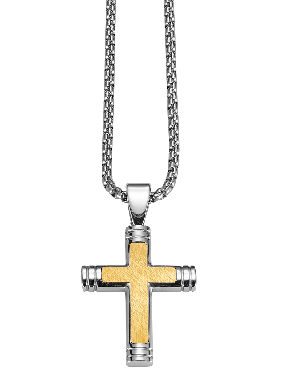 Collar con dije de Cruz Cross Bar Two Tone Collar con dije de Cruz Cross Bar Two Tone