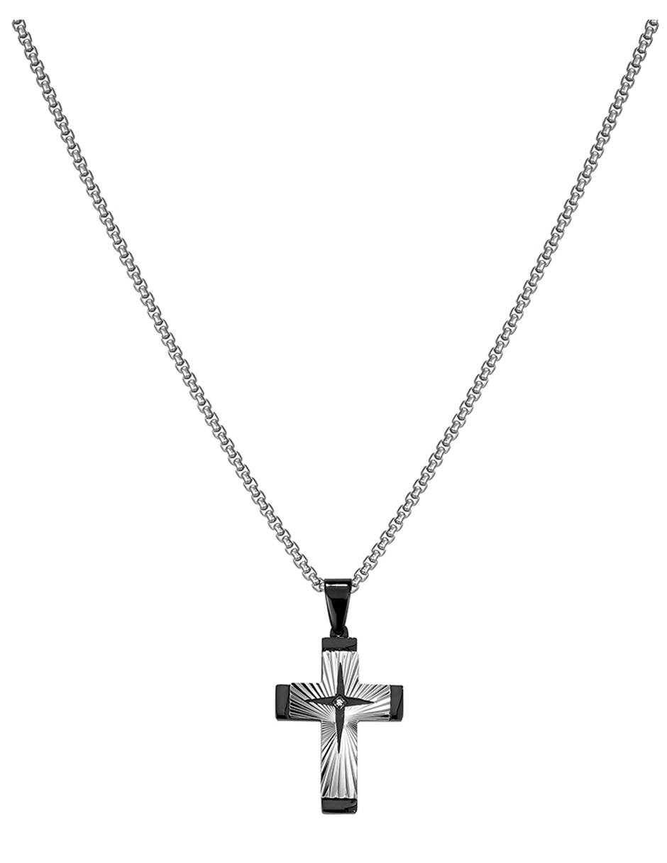 Collar con dije de cruz cross dark engraved 2