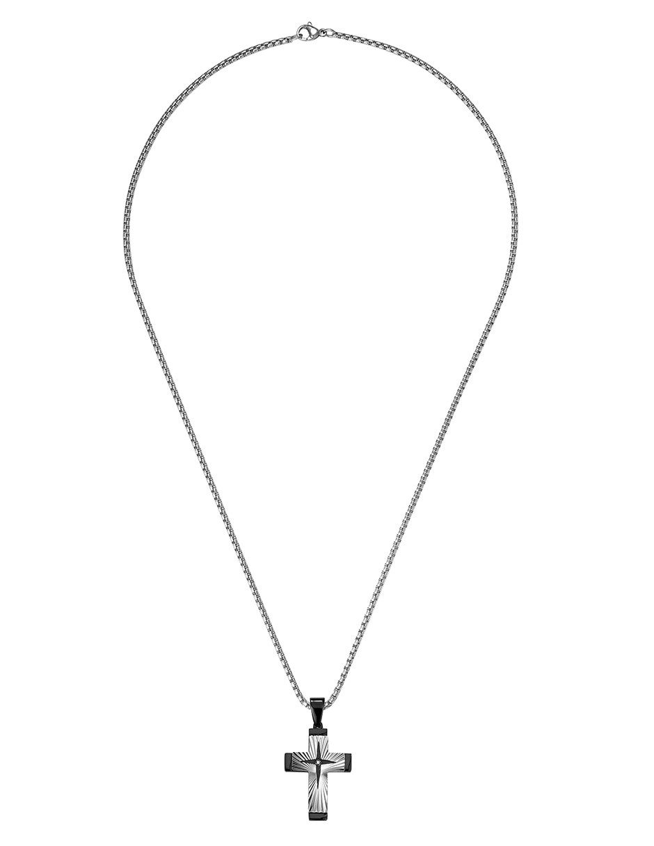 Collar con dije de cruz cross dark engraved 3