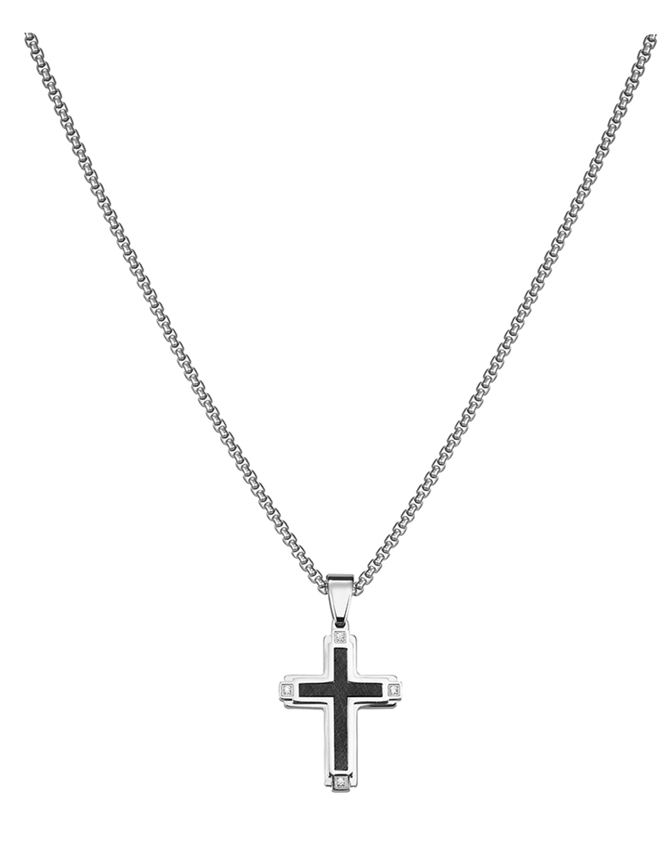 Collar con dije de cruz enso cross contrast