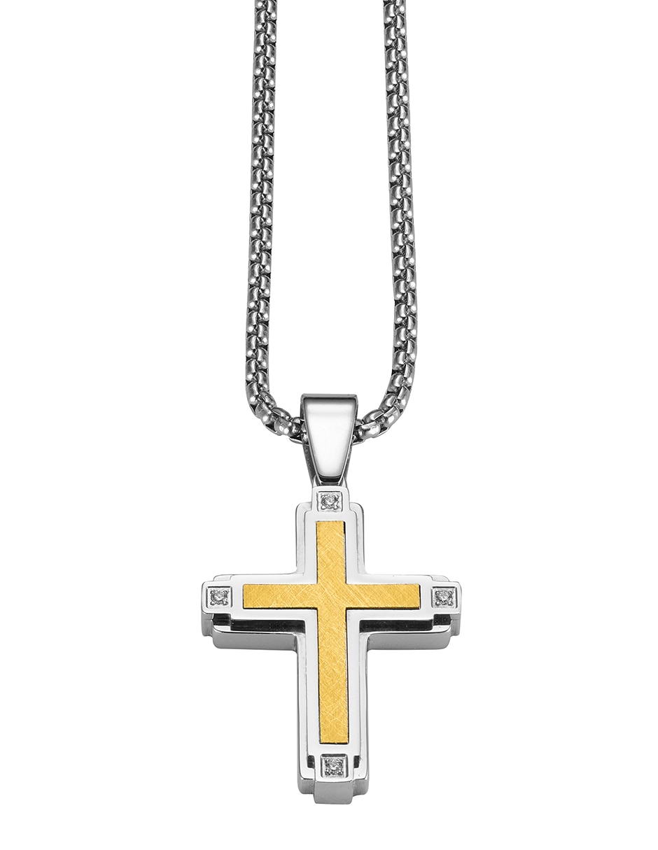 Collar con dije de cruz cross two tone Collar con dije de cruz cross two tone