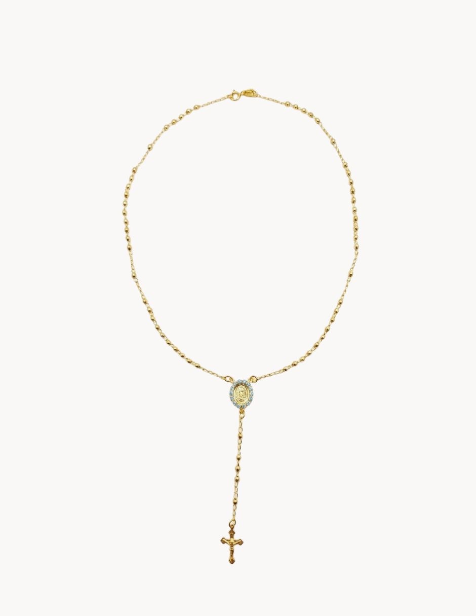 Rosario cadena de chapa de oro con zirconia cúbica Rosario cadena de chapa de oro con zirconia cúbica