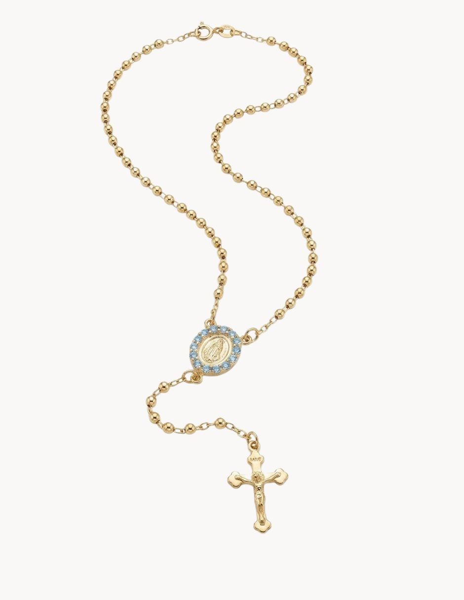 Rosario cadena de chapa de oro con zirconia cúbica 2