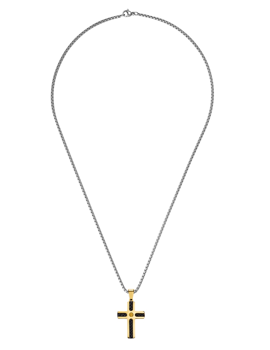 Collar con dije de cruz cross gold inlay 3