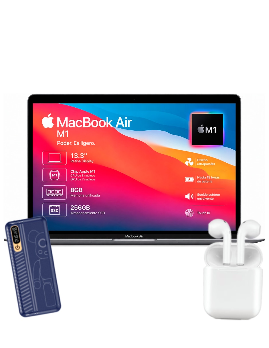 Laptop APPLE MacBook Air 8GB RAM 256GB SSD 13.3 pulgadas 2560 x 1600 M1 8 GB RAM 256 GB SSD reacondicionado