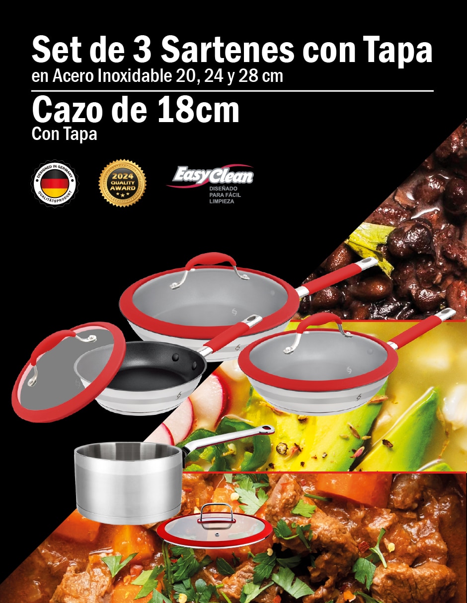 Set de sartenes de acero inoxidable 7 piezas 4