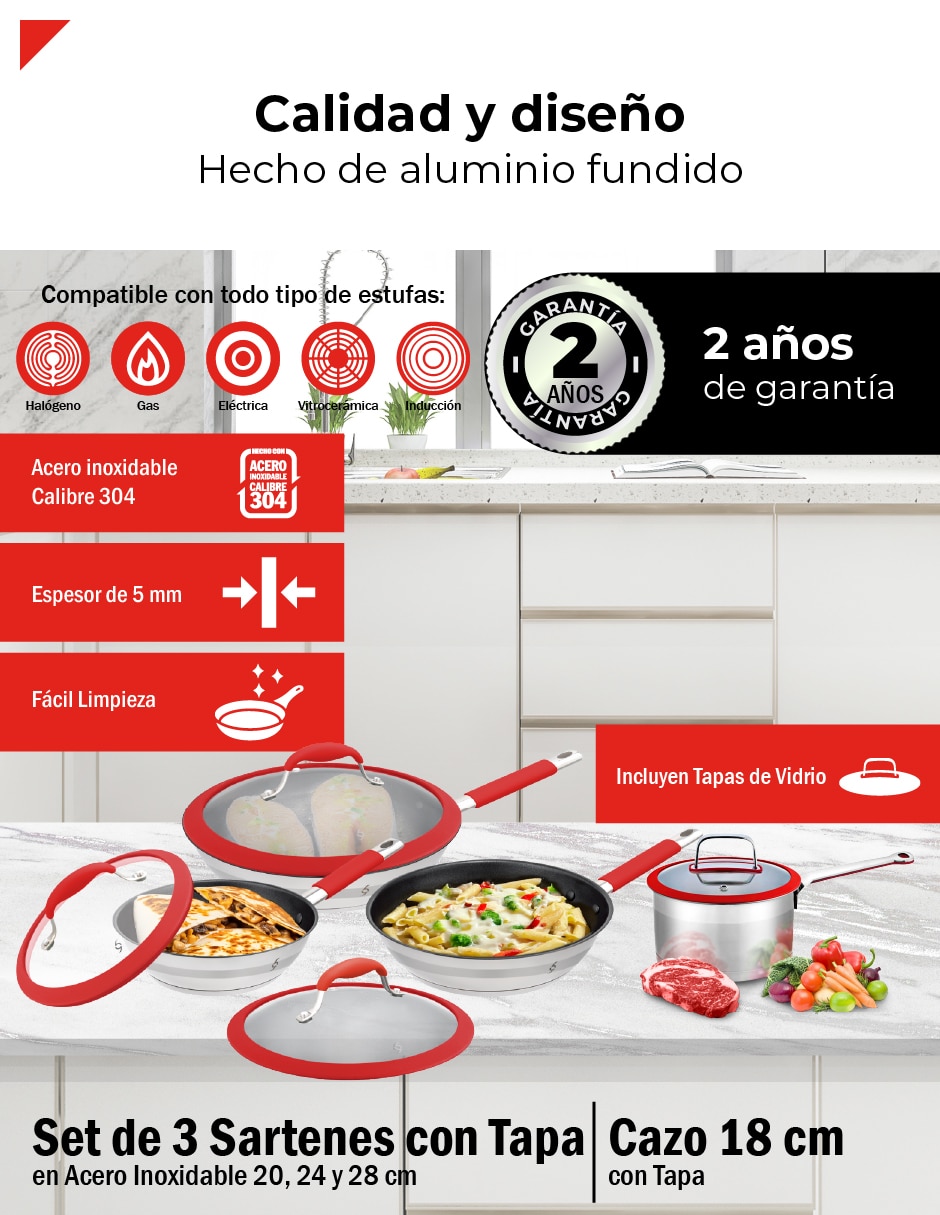 Set de sartenes de acero inoxidable 7 piezas 7
