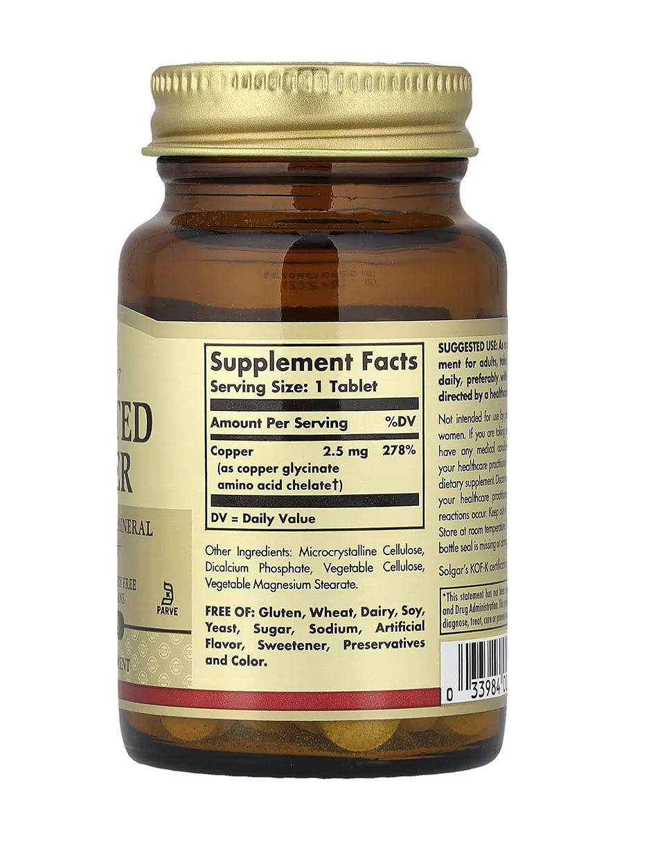 Cobre quelado con Vitaminas y minerales de 100 cápsulas 2