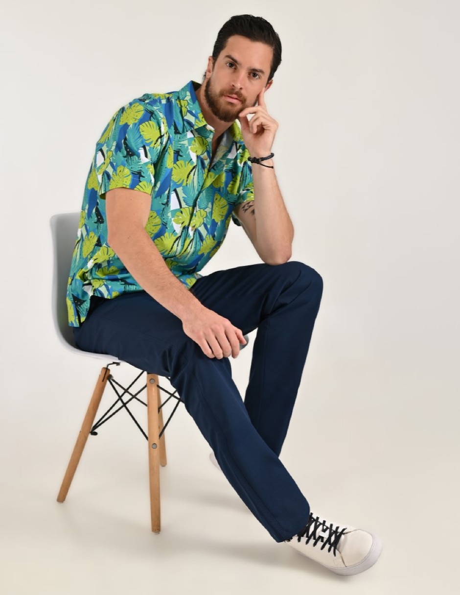Camisa casual de algodón manga corta para hombre 6