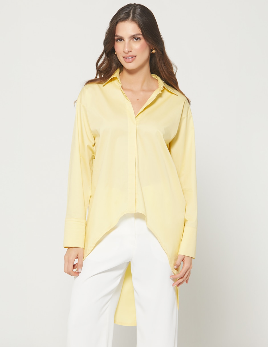 Blusa camisera butter yellow manga larga para mujer Blusa camisera butter yellow manga larga para mujer