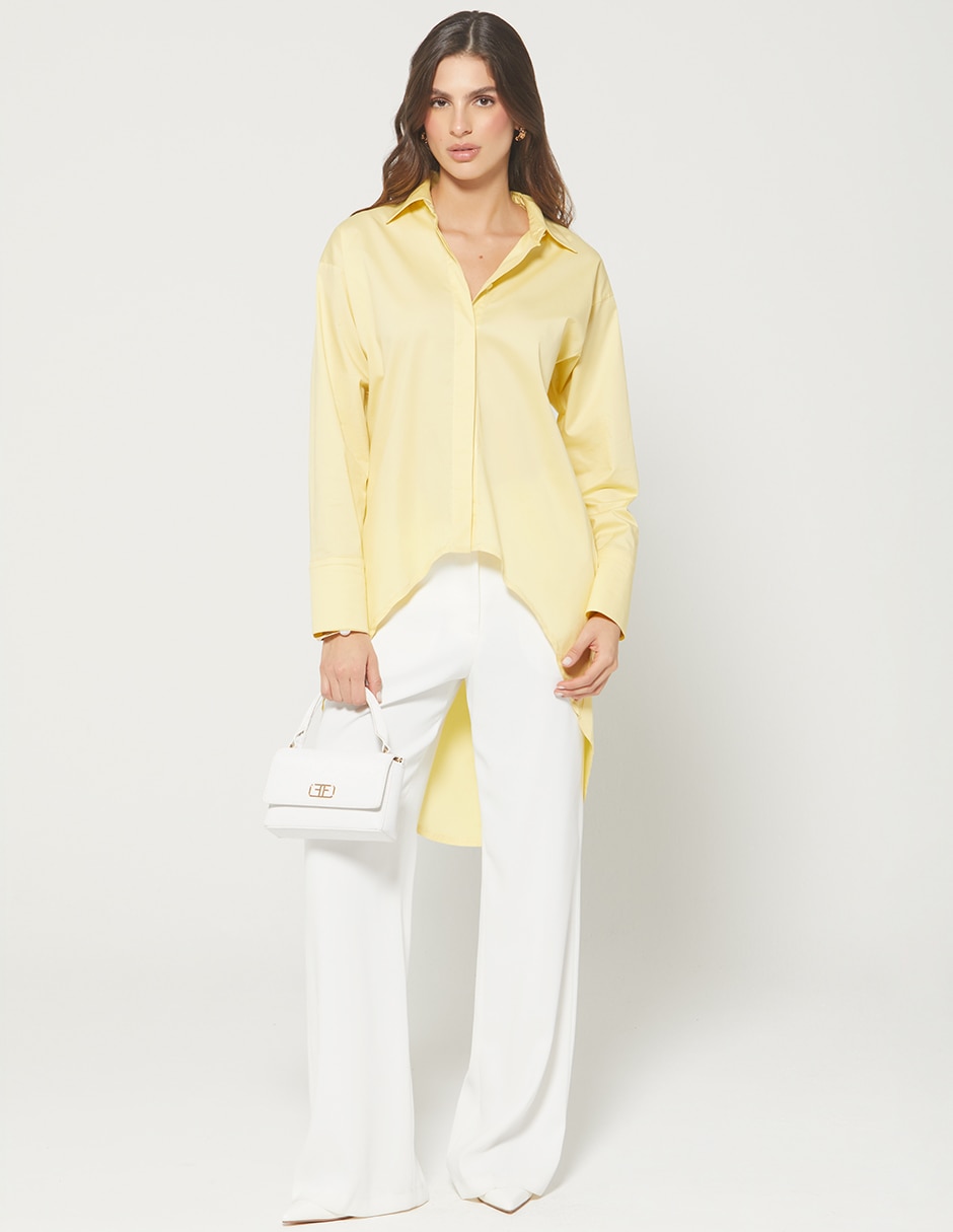 Blusa camisera butter yellow manga larga para mujer 2