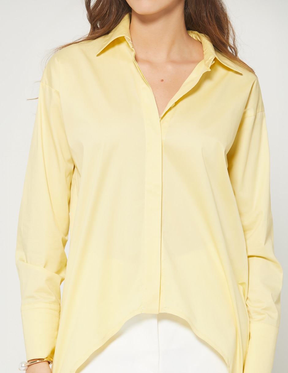 Blusa camisera butter yellow manga larga para mujer 3
