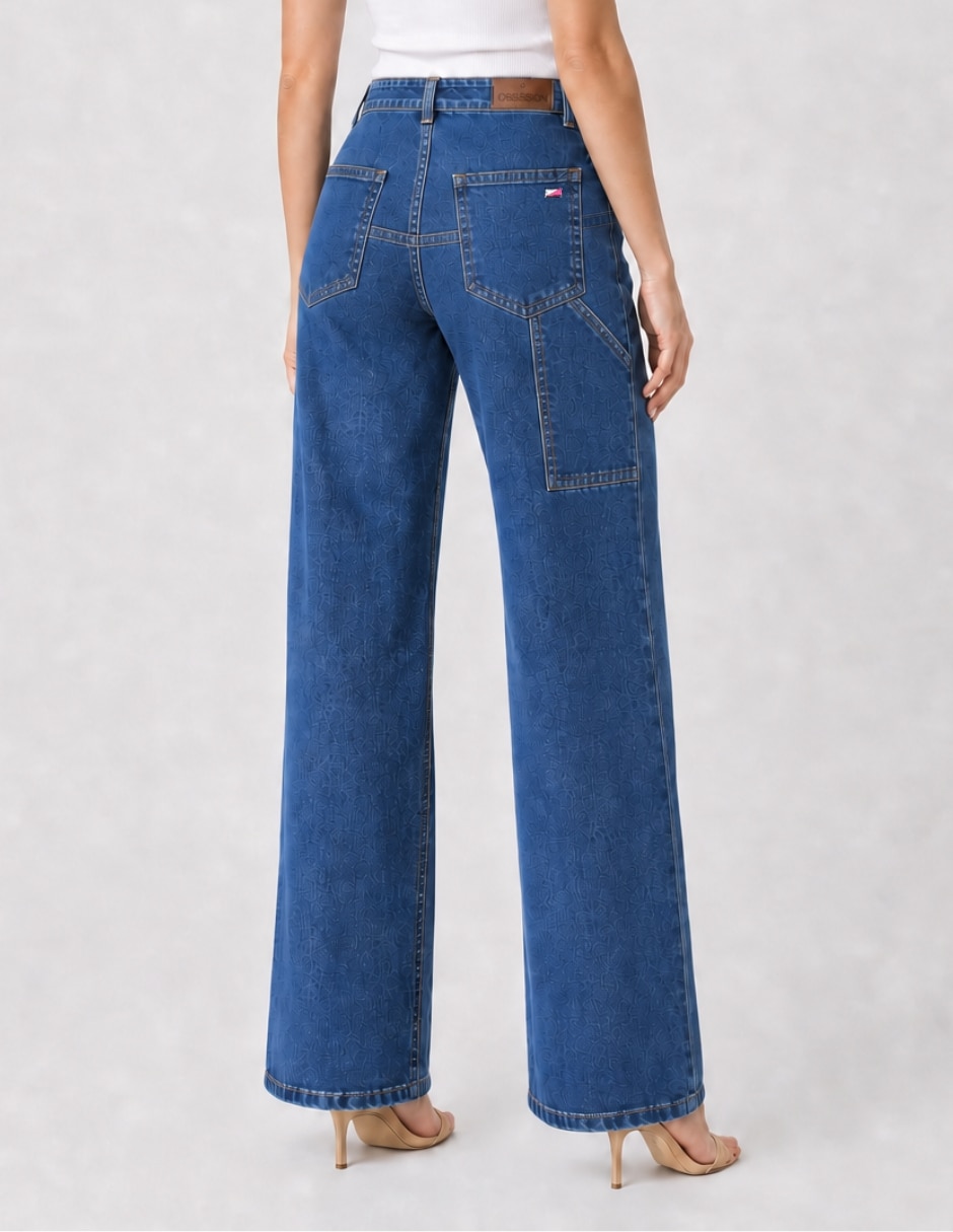 Jeans carpenter wide leg cintura alta para mujer 2