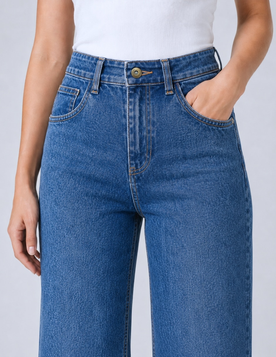 Jeans carpenter wide leg cintura alta para mujer 3