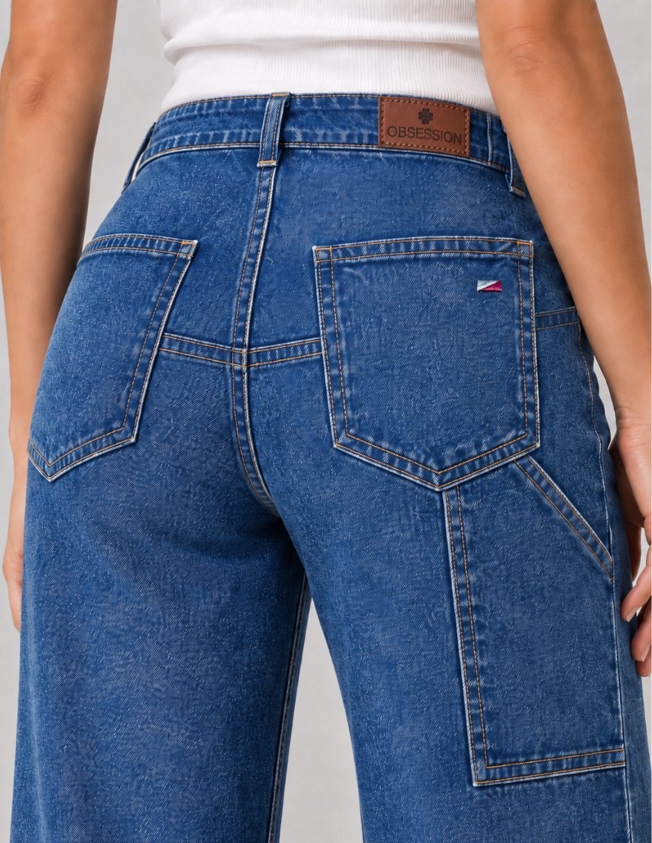 Jeans carpenter wide leg cintura alta para mujer 4