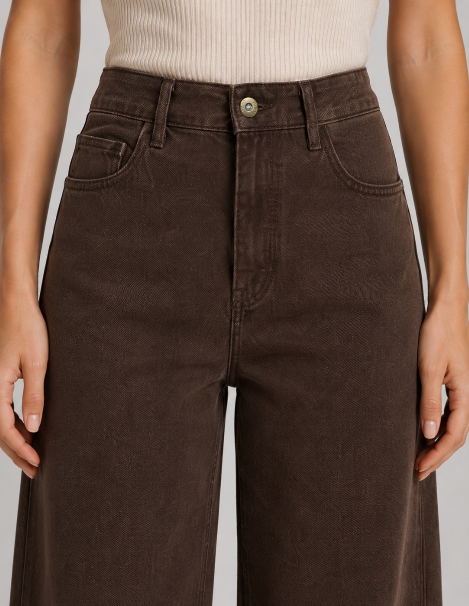 Jeans/Jegging/Jeans jogger Regular Wide leg Cintura alta 25092-D Gabardina para mujer 2