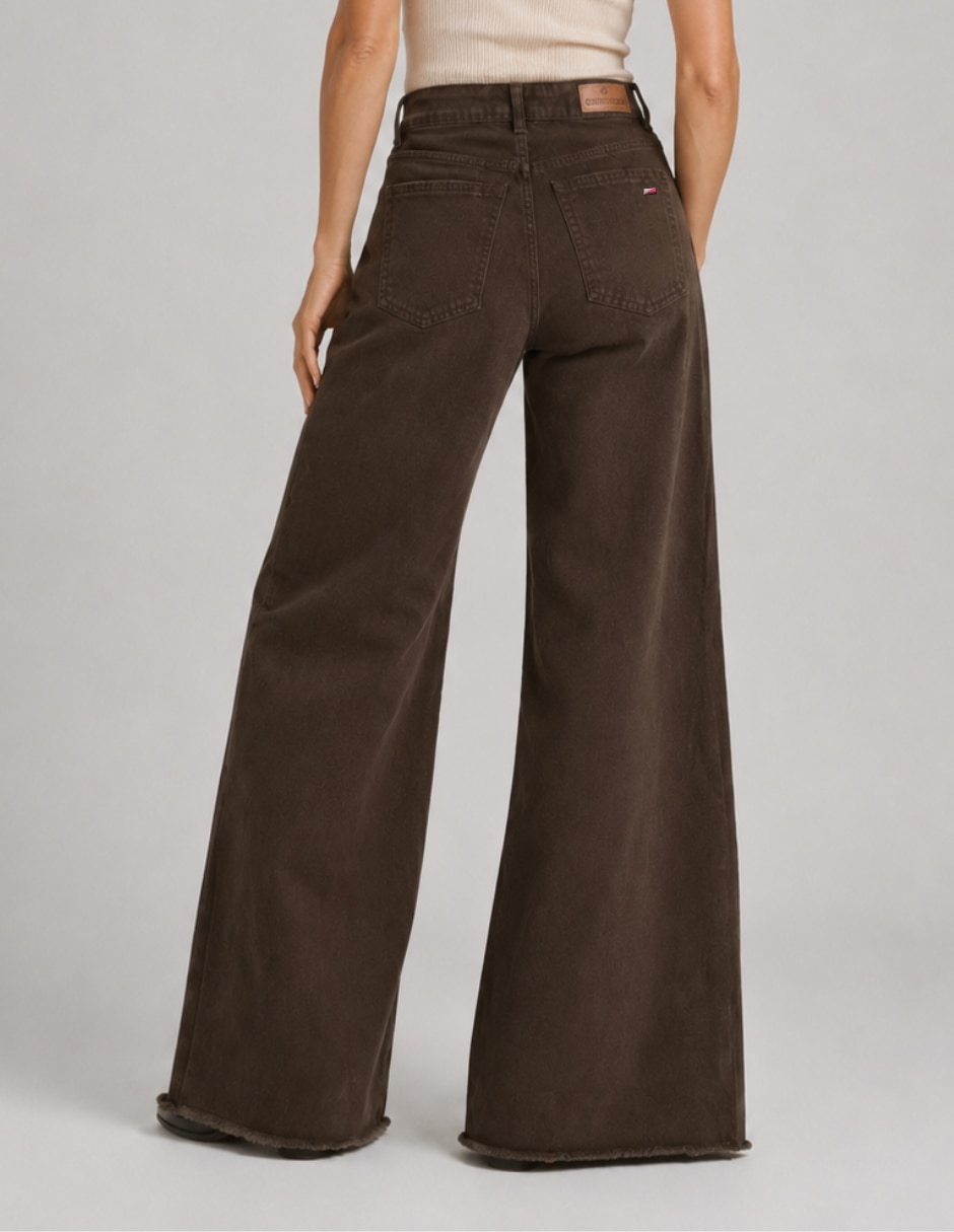 Jeans/Jegging/Jeans jogger Regular Wide leg Cintura alta 25092-D Gabardina para mujer 3