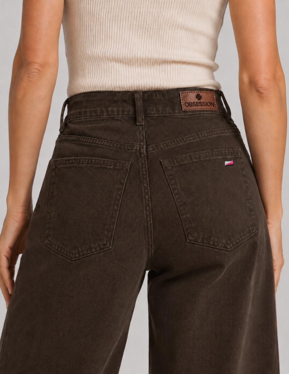 Jeans/Jegging/Jeans jogger Regular Wide leg Cintura alta 25092-D Gabardina para mujer 4