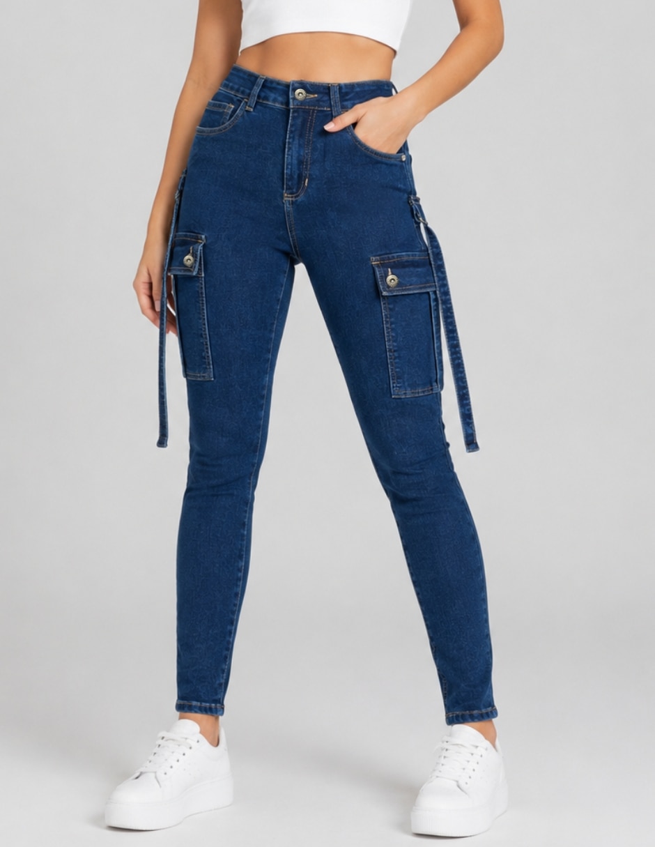 Jeans/Jegging/Jeans jogger Cargo Skinny Cintura alta 25337-D para mujer Jeans/Jegging/Jeans jogger Cargo Skinny Cintura alta 25337-D para mujer
