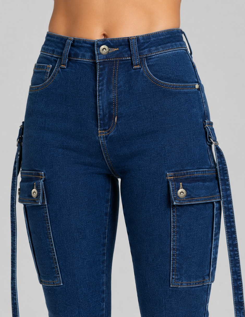 Jeans/Jegging/Jeans jogger Cargo Skinny Cintura alta 25337-D para mujer 2