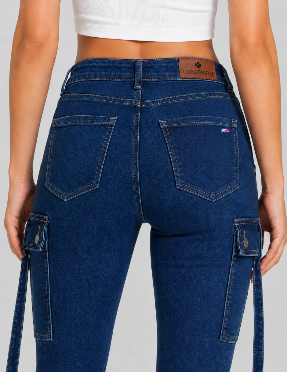 Jeans/Jegging/Jeans jogger Cargo Skinny Cintura alta 25337-D para mujer 3