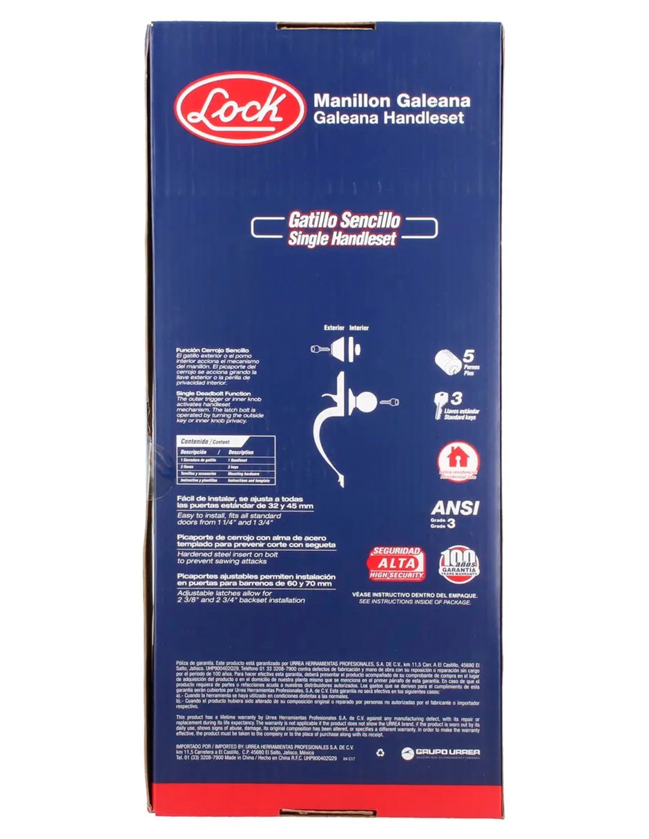 Cerradura sobreponer 14GA de combinación 6