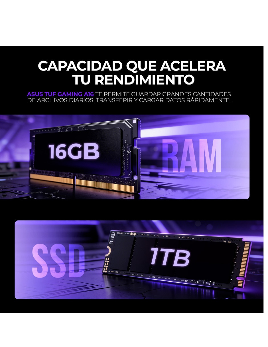 Laptop gamer TUFA16-5060R7161TB 16 pulgadas Full HD+ AMD Ryzen 7 NVIDIA GeForce RTX 5060 16 GB RAM 1 TB SSD 2