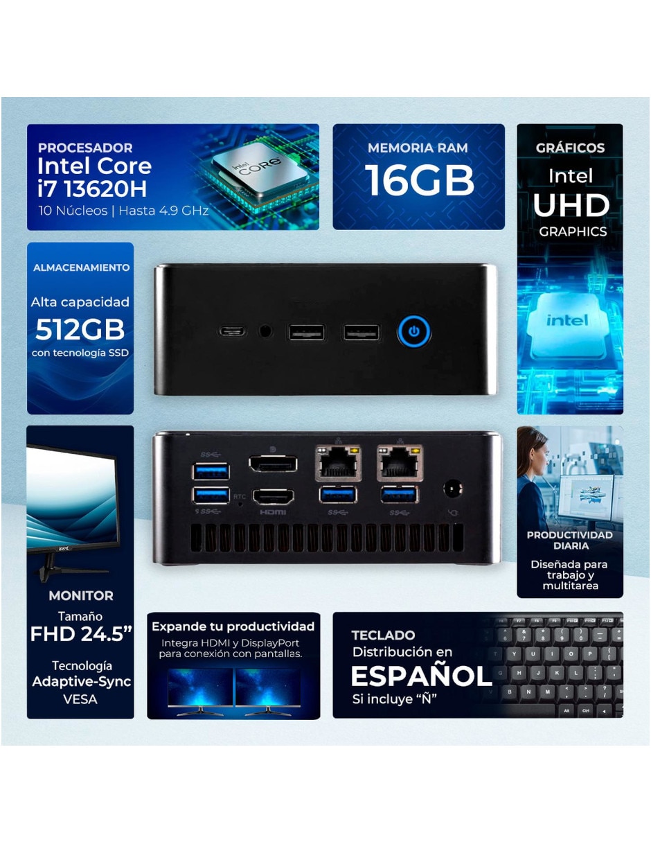 Mini PC MPCL-I716G512GM24 Intel Core i7 16 GB RAM 512 GB SSD 6