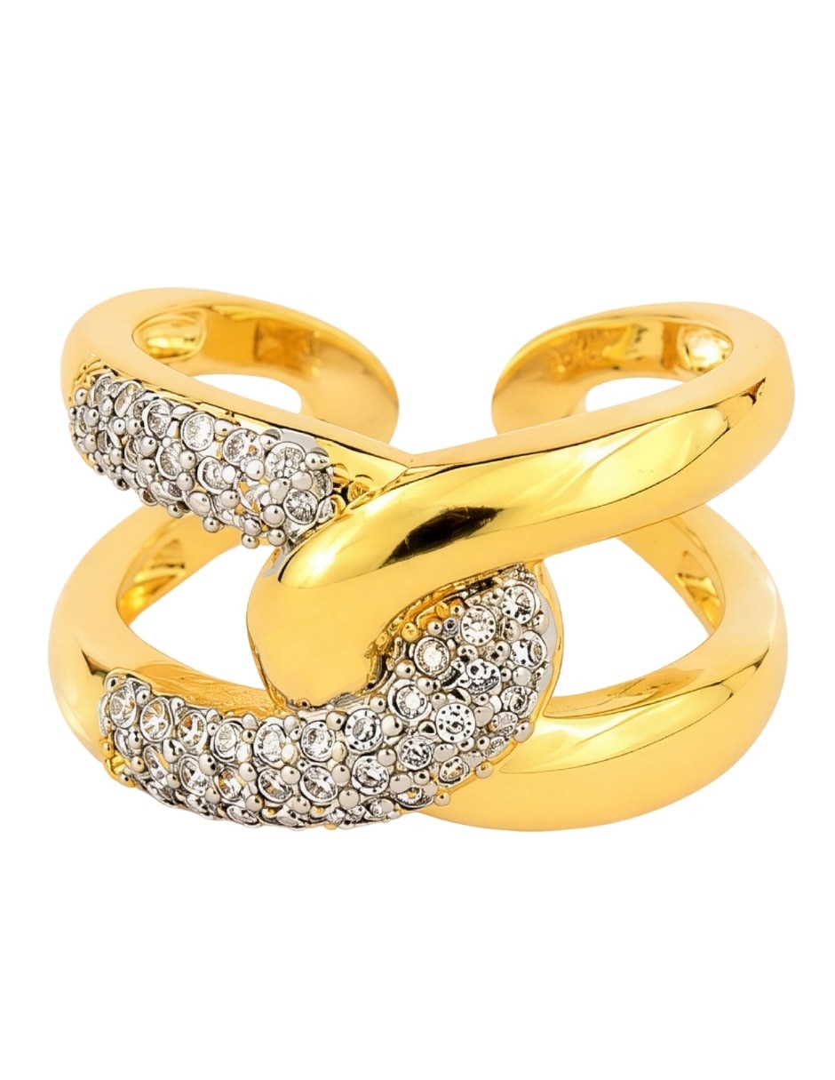 Anillo yoiko vértice zirconia acabado baño de oro