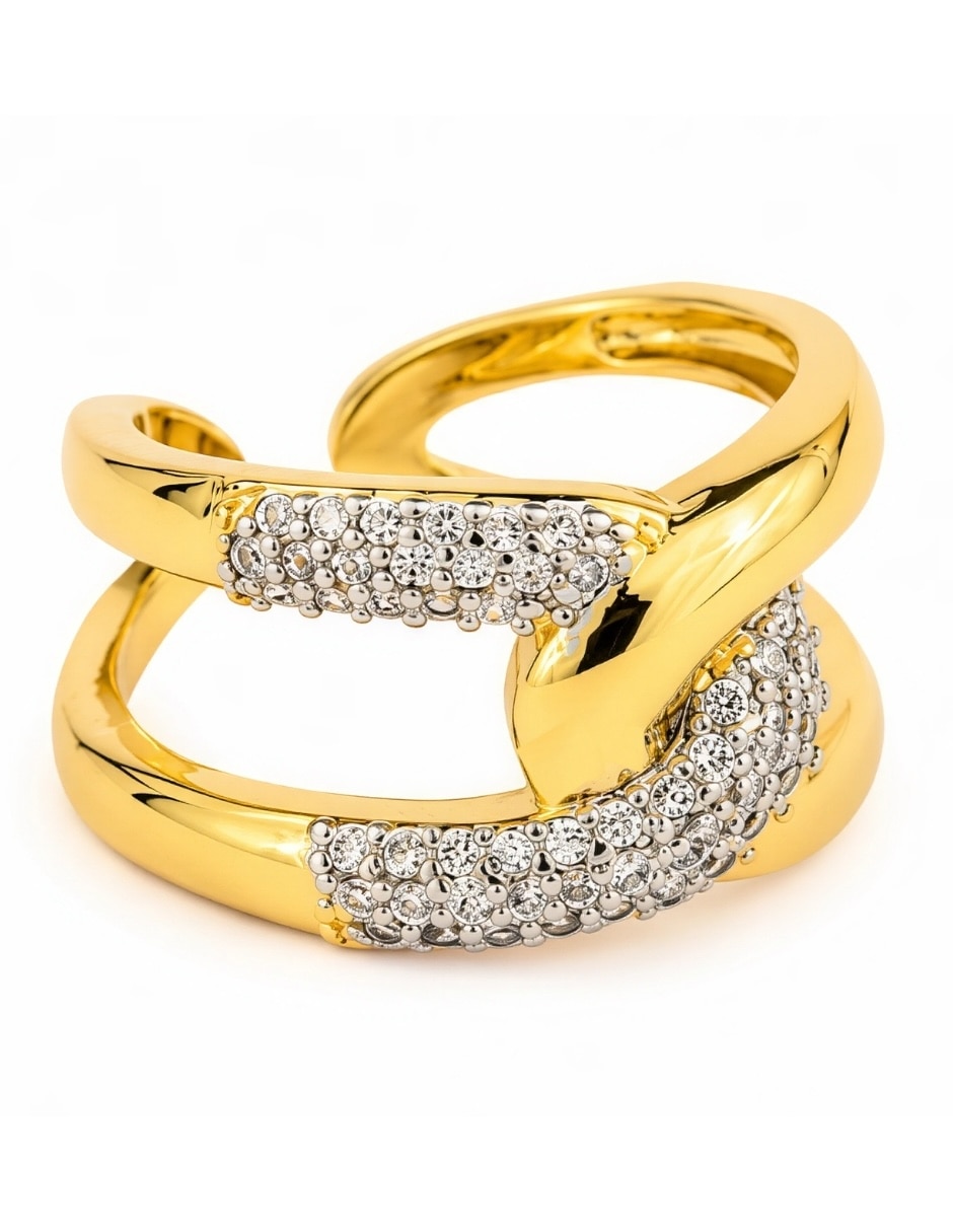 Anillo yoiko vértice zirconia acabado baño de oro