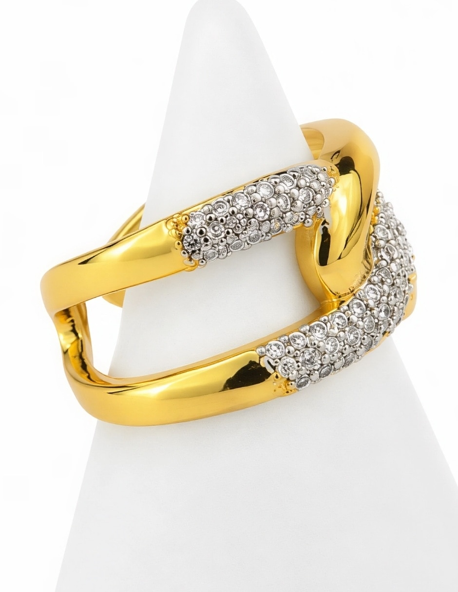 Anillo yoiko vértice zirconia acabado baño de oro