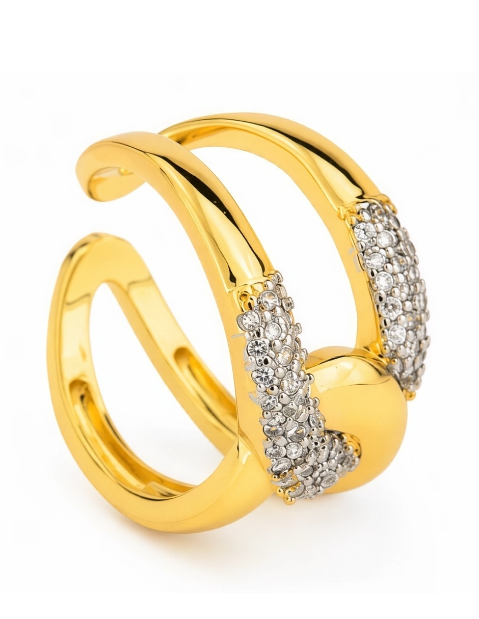 Anillo yoiko vértice zirconia acabado baño de oro