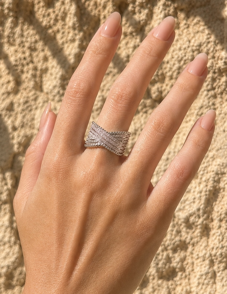 Anillo Vórtice swarovski baño de rodio 5