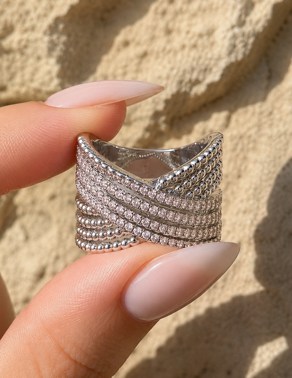 Anillo Vórtice swarovski baño de rodio 2