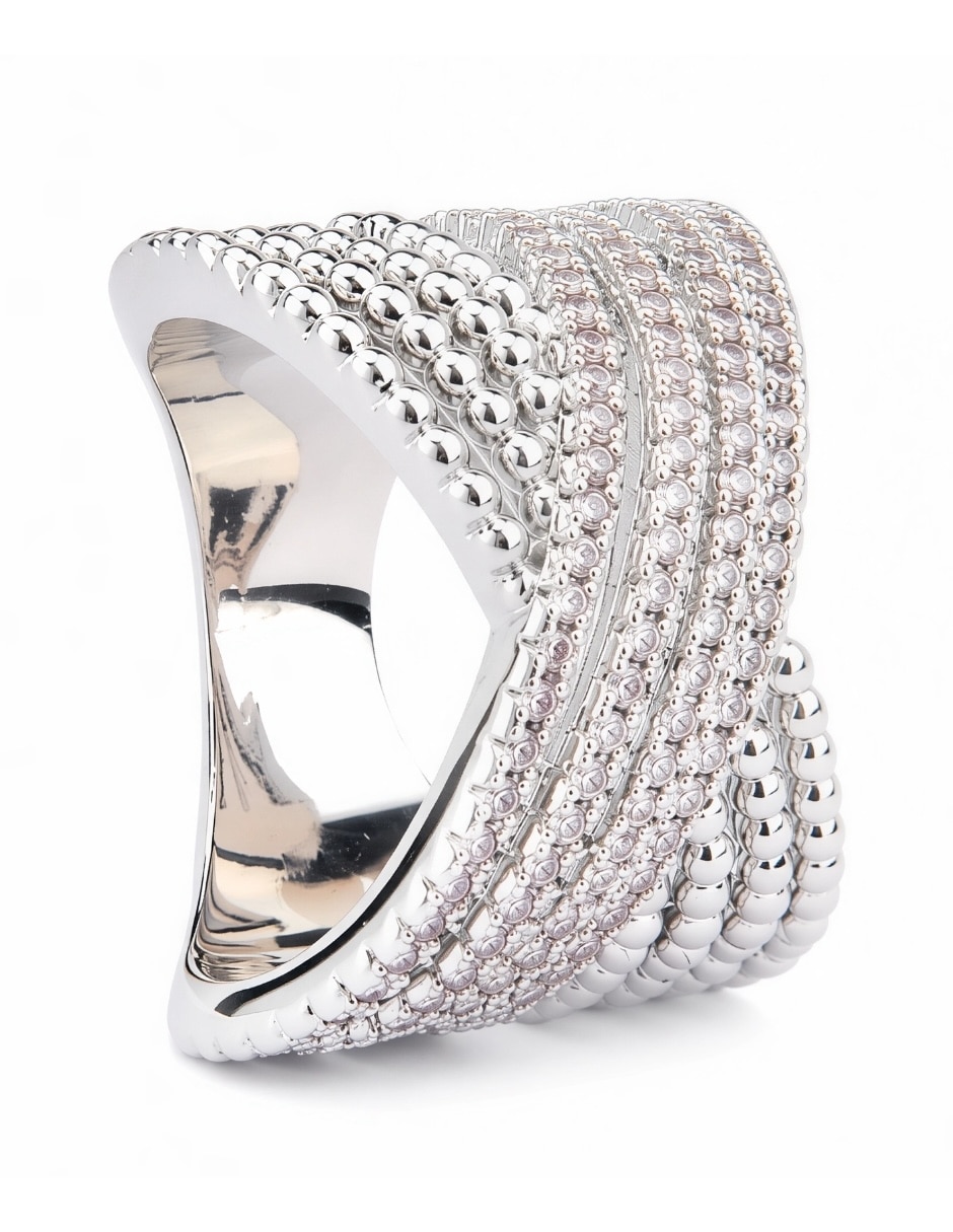 Anillo Vórtice swarovski baño de rodio 10