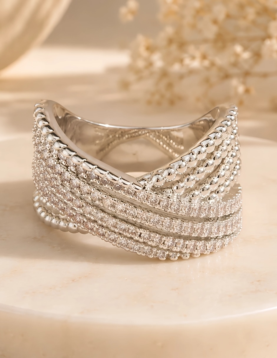 Anillo Vórtice swarovski baño de rodio 6