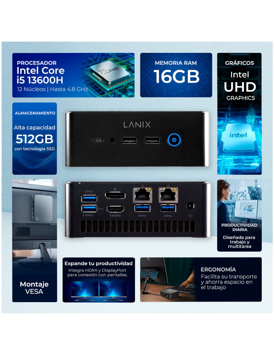Mini PC MPCL-I516G512G Intel Core i5 Integrada 16 GB RAM 512 GB SSD 2