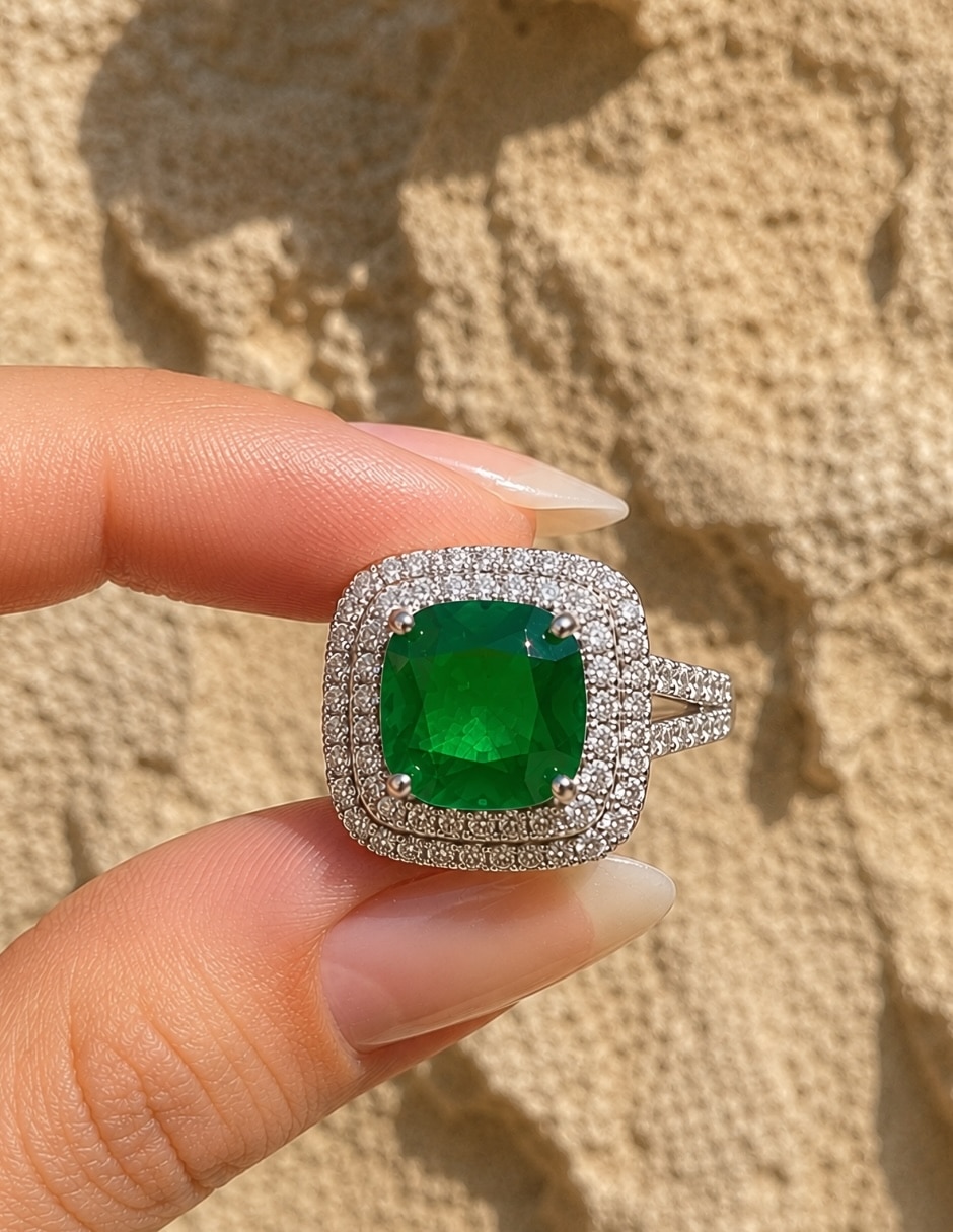 Anillo cuadrado yoiko esmeria zirconia