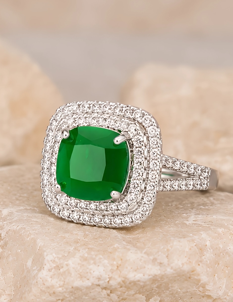 Anillo cuadrado yoiko esmeria zirconia