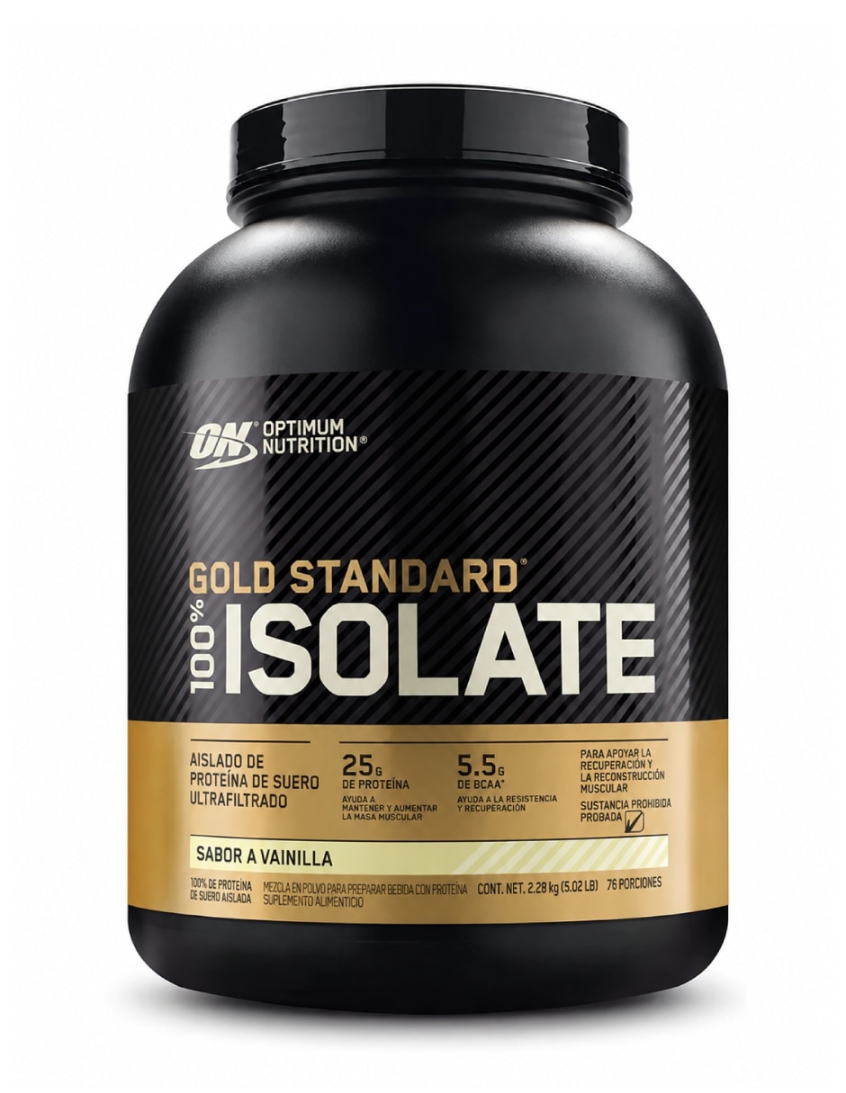 Proteína gold standard 100% isolate 5 lbs optimum nutrition con proteína sabor vainilla
