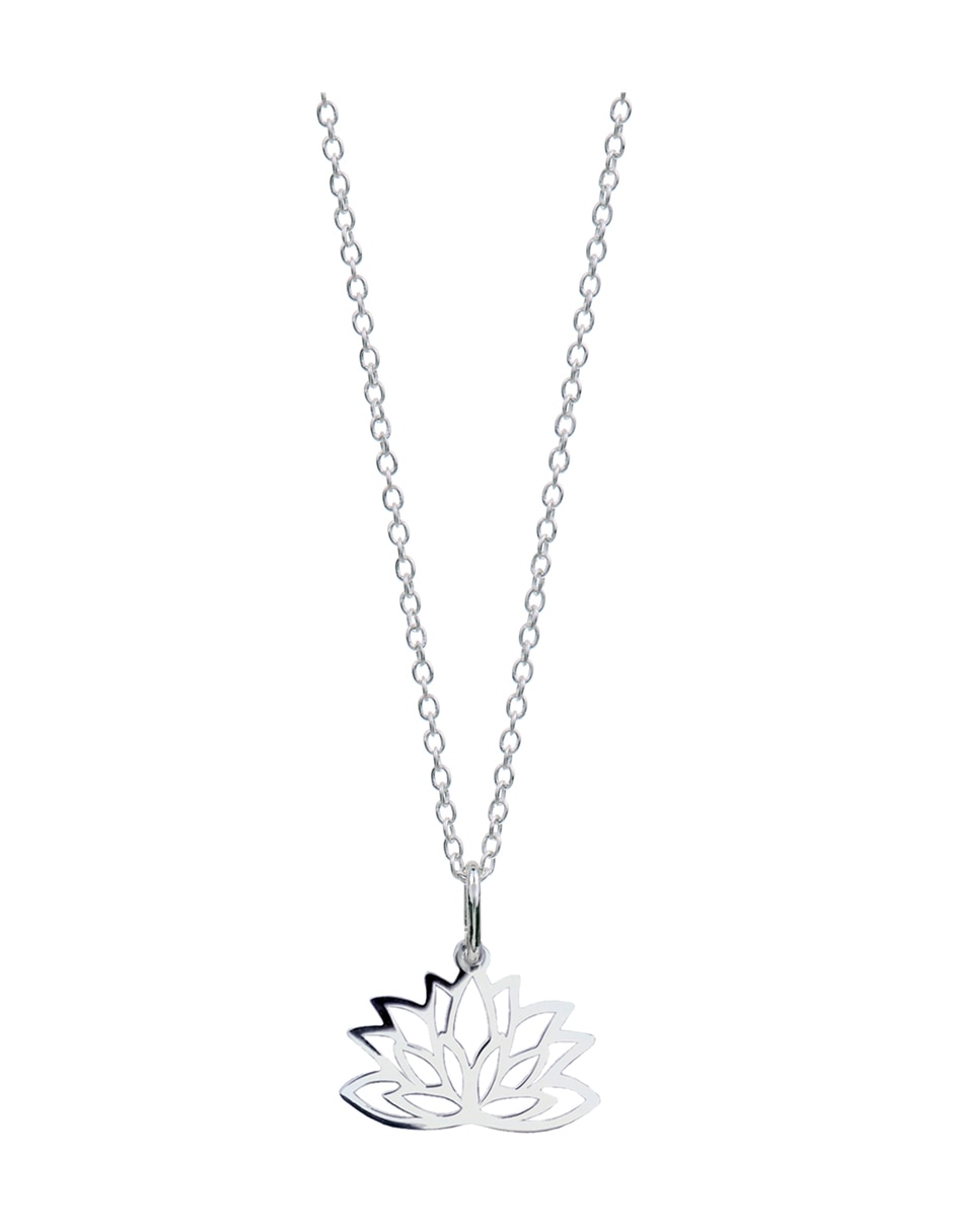 Collar con dije de flor anante flor de loto de plata p 925
