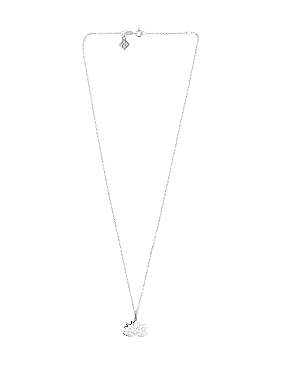 Collar con dije de flor anante flor de loto de plata p 925