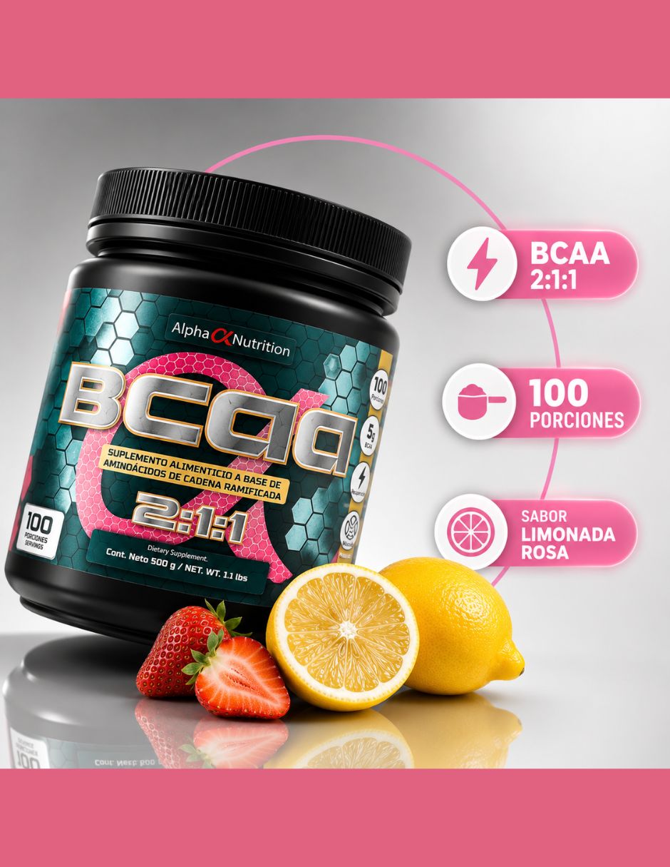 BCCA 2:1:1 con aminoácidos sabor limonada rosa de 500 g 3