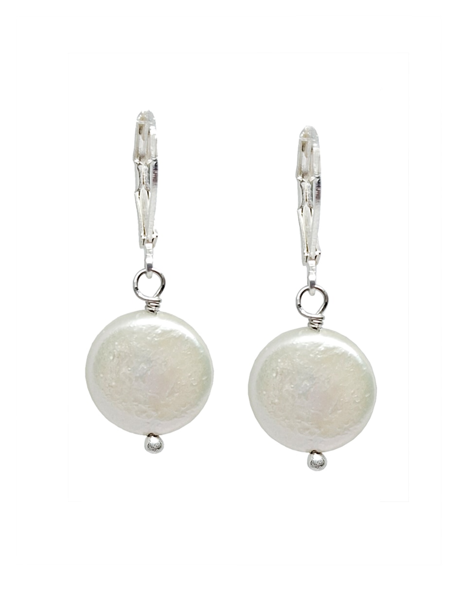 Aretes cortos perlas de plata p 925 con acabado pulido perla