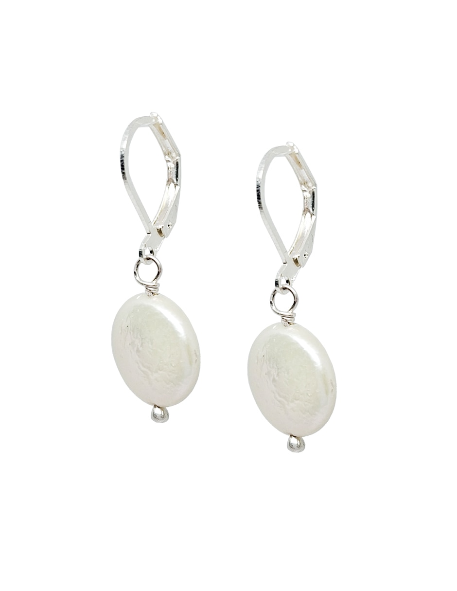 Aretes cortos perlas de plata p 925 con acabado pulido perla 2