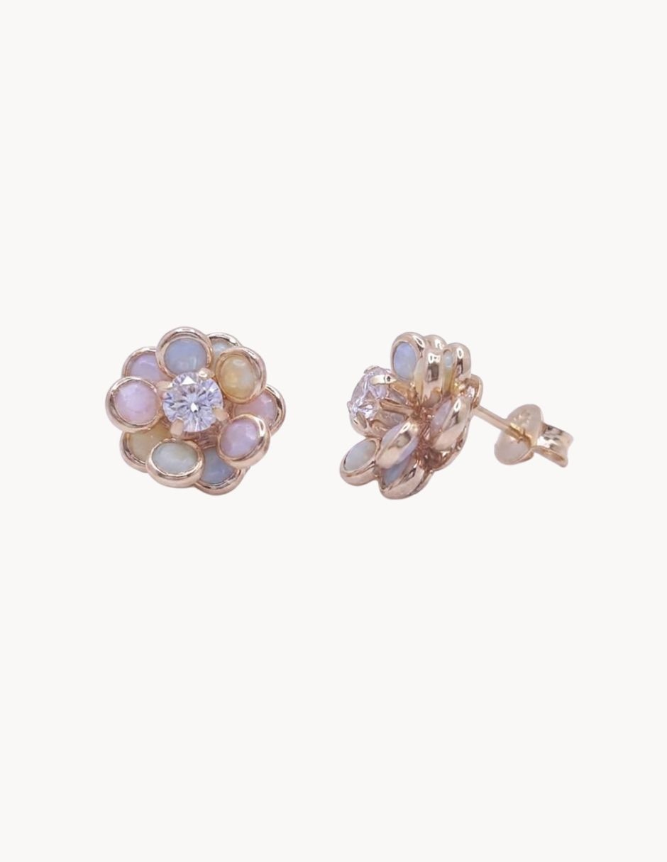 Aretes cortos generíca de oro laminado 18 k zirconia 2