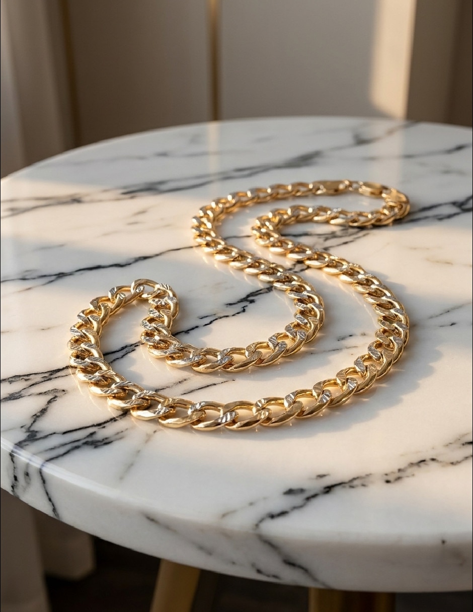 Cadena de eslabones de oro laminado 18 K 3
