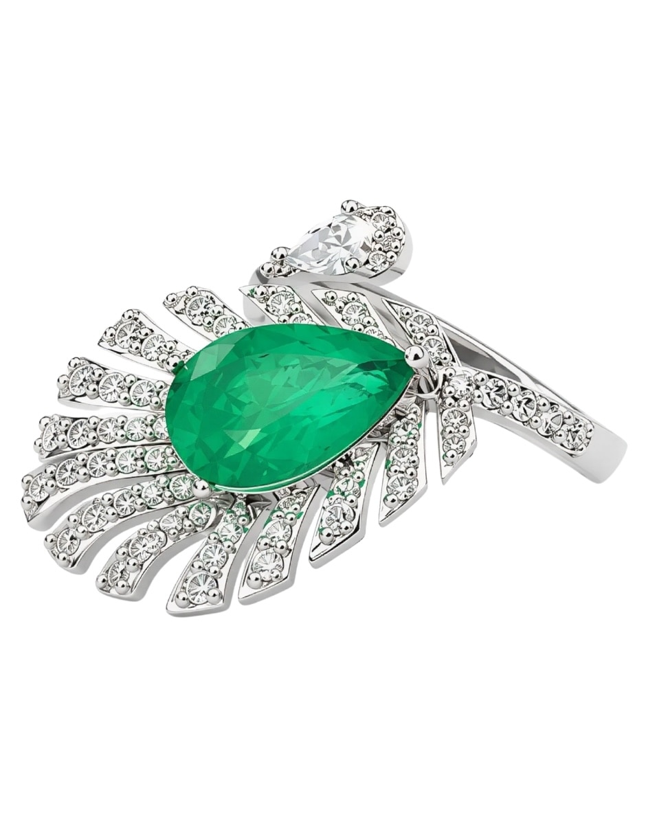 Anillo plumaria zirconia