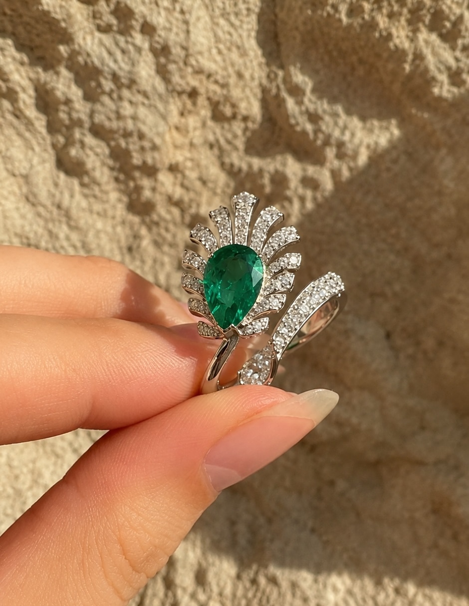 Anillo plumaria zirconia 5