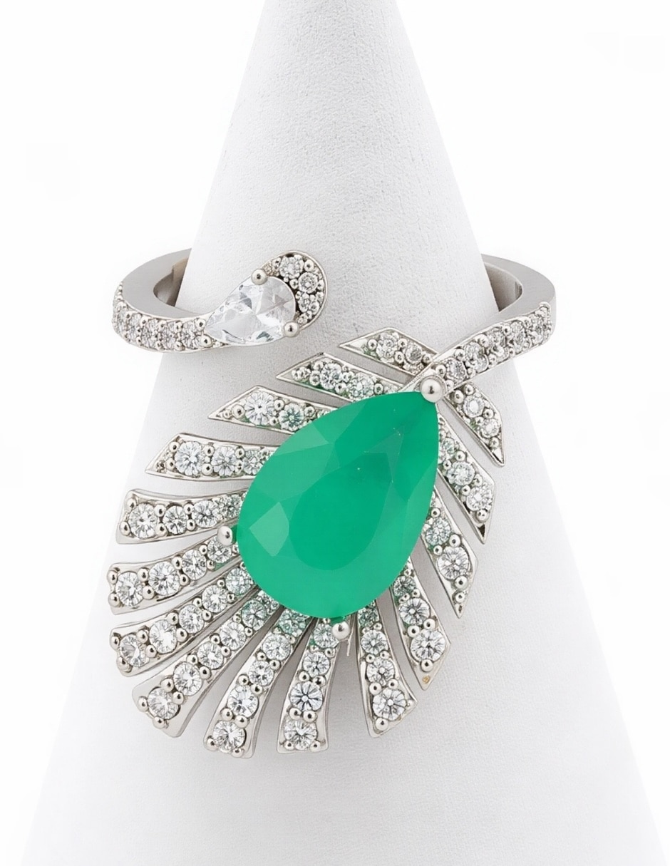 Anillo plumaria zirconia 6